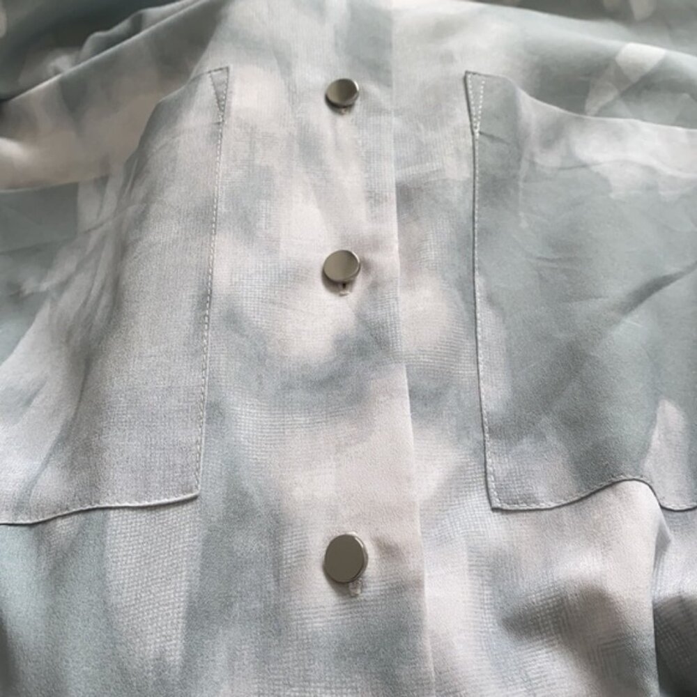 Banana Republic - Button-Up Maxi Dress Mandarin Collar, XS: Cloud Watercolor - Picture 9 of 12